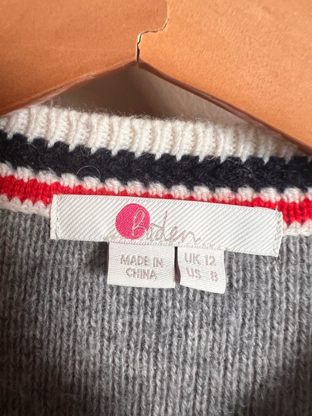 Boden Gray Knit Cardigan with Contrast Trim - Picture 3 of 7